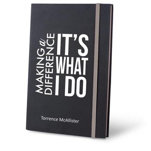 making a difference black journal with gray accents and personalization