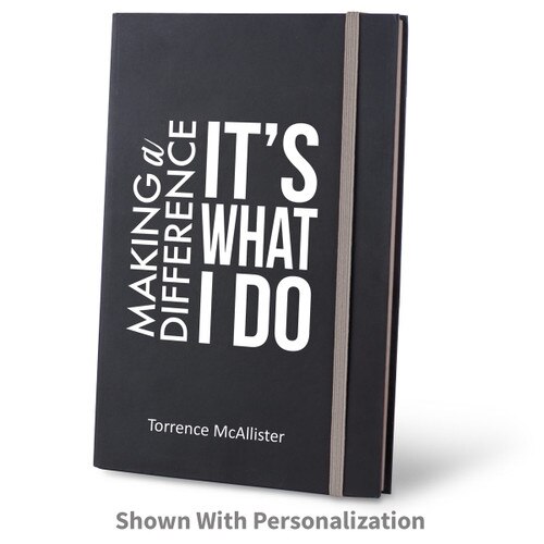 making a difference black journal with gray accents and personalization