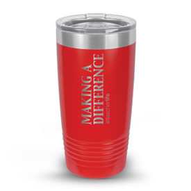 red stainless steel tumbler with making a difference #teacherlife message