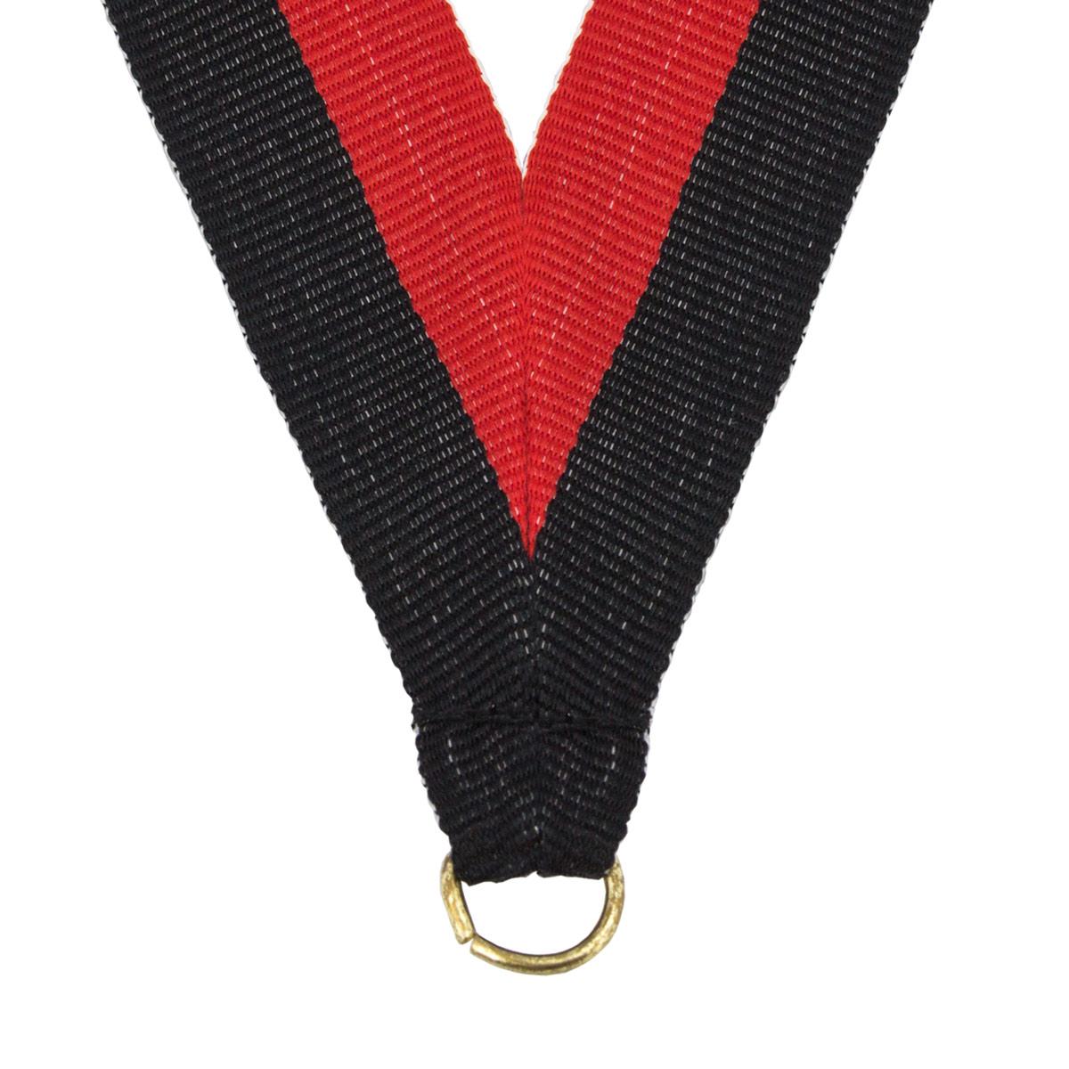 durable neck ribbon in black and red with brass jump ring