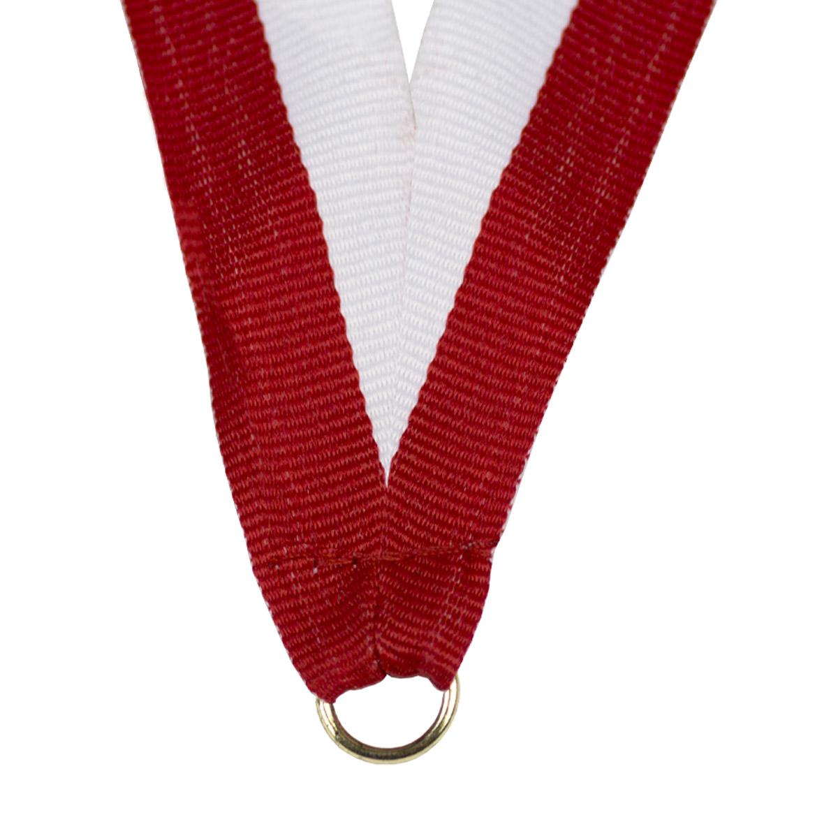 durable neck ribbon in red and white with brass jump ring