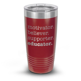 maroon stainless steel tumbler with motivator message