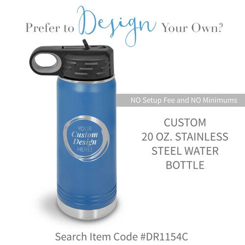 create you own blue 20 oz stainless steel water bottle