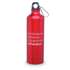 24oz. carabiner canteen featuring the inspirational message Motivator Believer Supporter Educator. 5 colors to choose from.