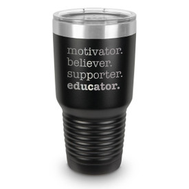black 30 oz. stainless steel tumbler with motivator message
