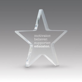 acrylic star paperweight with motivator message