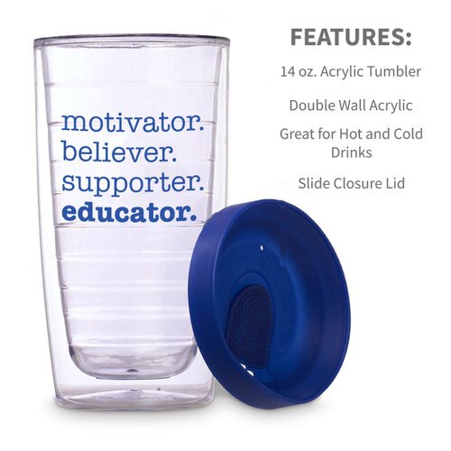 features for motivator believer supporter educator double wall acrylic tumbler