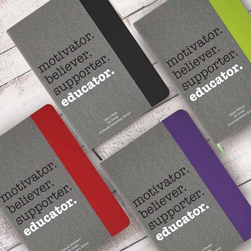 heather gray journals with five different accent colors