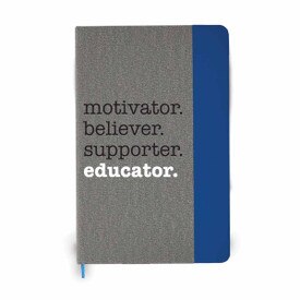 motivator believer supporter educator heather gray journal with blue accent color