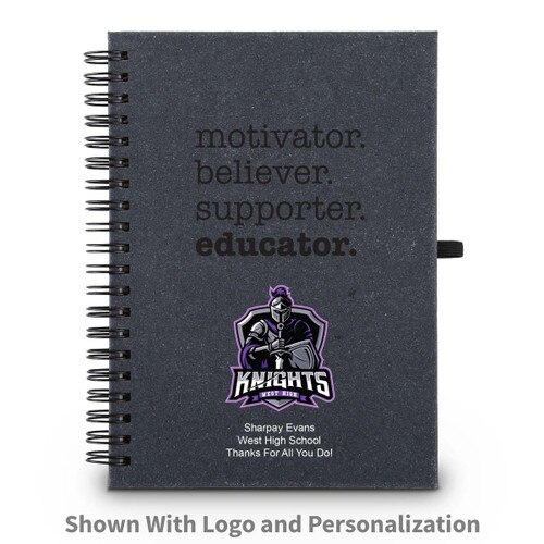 motivator believer supporter educator spiral journal with custom logo and personalization