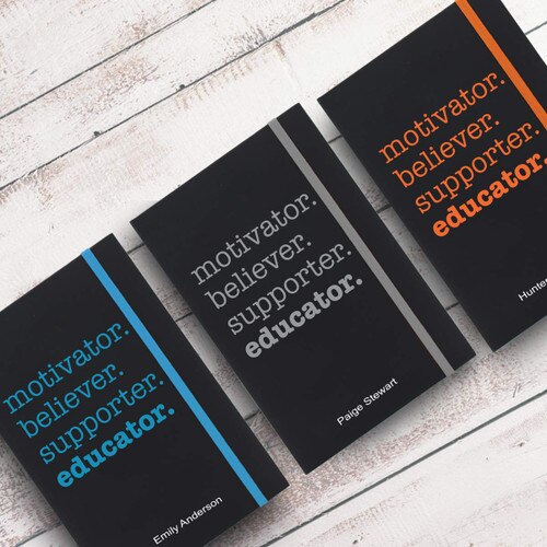 motivator black journals with multiple accent colors and personalization