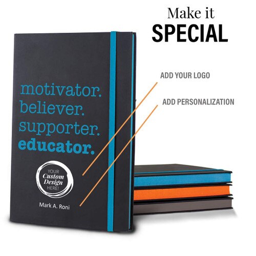 motivator black journals with personalization and add you logo