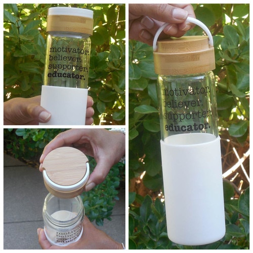reusable water bottle with motivator believer supporter educator