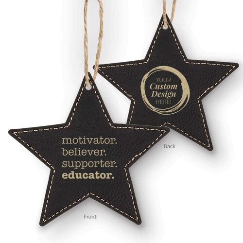 motivator believer supporter educator black ornament with logo option on back