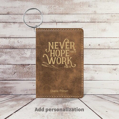 rustic leather id card holder with never nope for it message