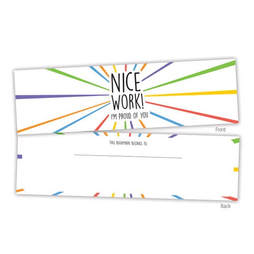 front and back of a nice work bookmark