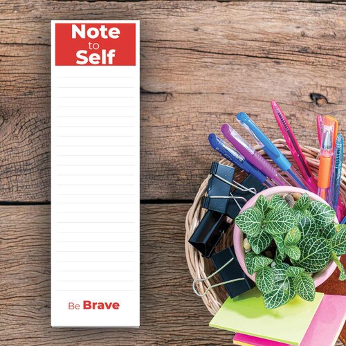 note to self notepad sitting on a desk