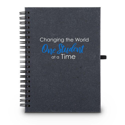 Hardbound spiral journal. Sticky notes, flags inside. Cover reads: One Student At A Time