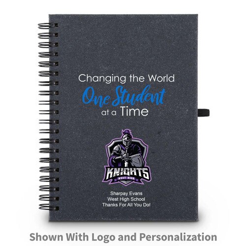 changing the world one student at a time spiral journal with custom logo and personalization