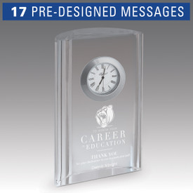 optic crystal tower clock with career in education message