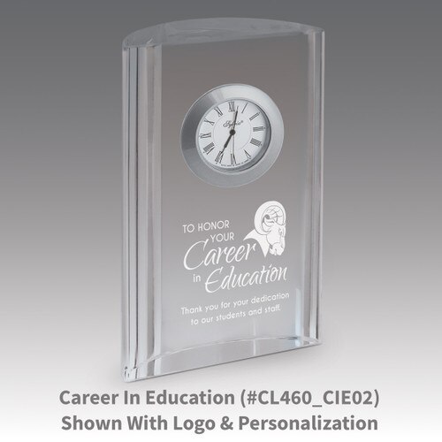 optic crystal tower clock with career in education message