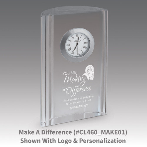optic crystal tower clock with you are making a difference message