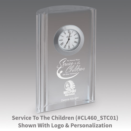 optic crystal tower clock with service to the children message
