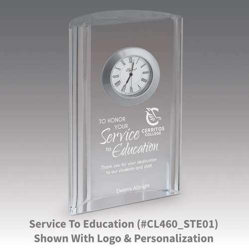 optic crystal tower clock with service to education message