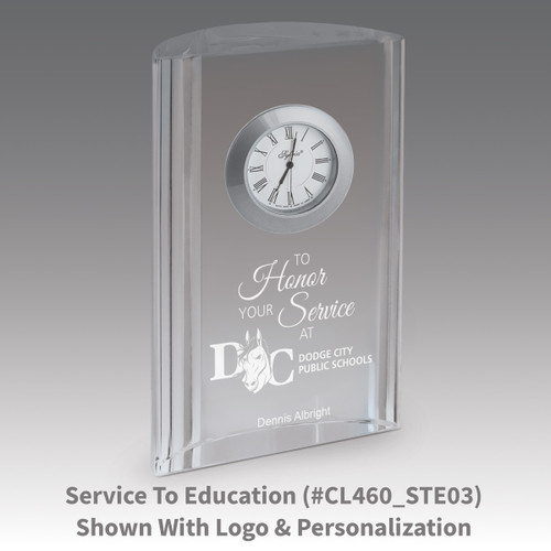 optic crystal tower clock with to honor your service message