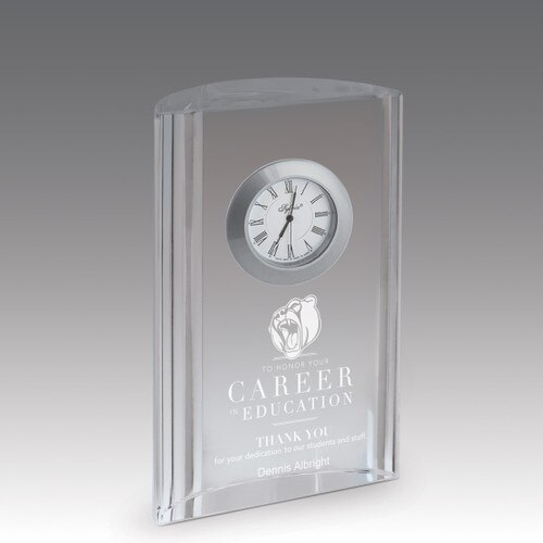 optic crystal tower clock with career in education message
