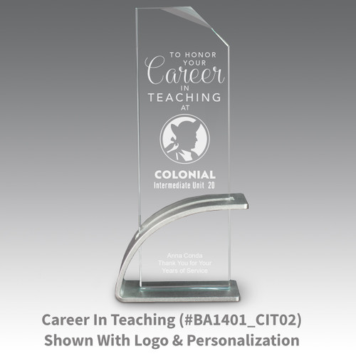 optimist crystal award with career in teaching message