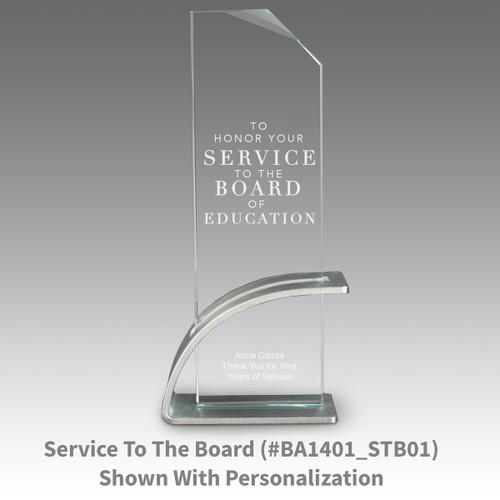 optimist crystal award with service to the board message