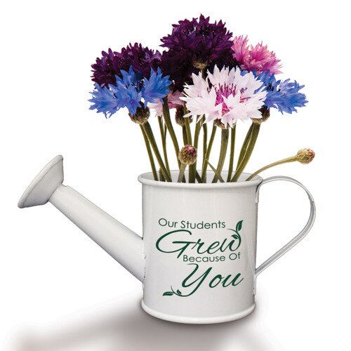 This Mini Watering Can Kit With Patriotic Flower Seeds Features The Inspirational Message “Our Students Grew Because Of You”