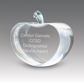 center cut optic crystal apple with personalization