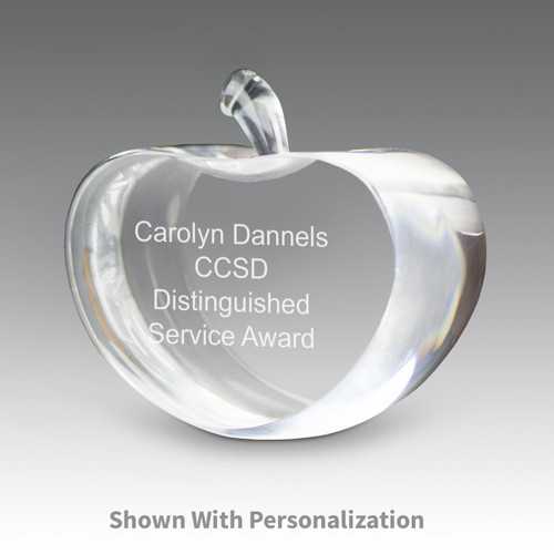 center cut optic crystal apple with personalization