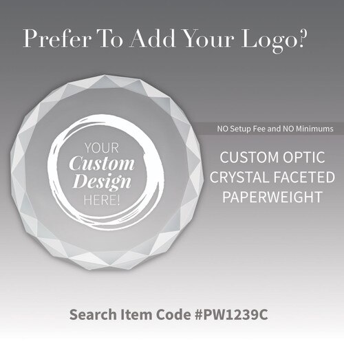 create your won crystal faceted round paperweight