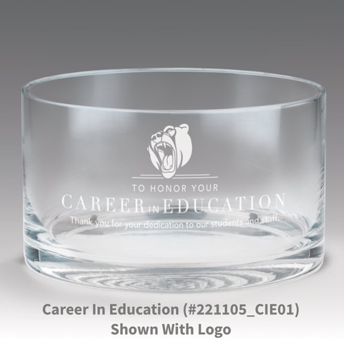 petite crystal bowl with career in education message