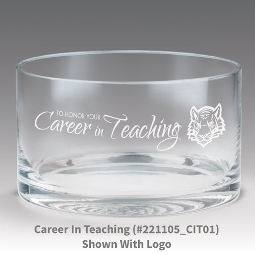 petite crystal bowl with career in teaching message