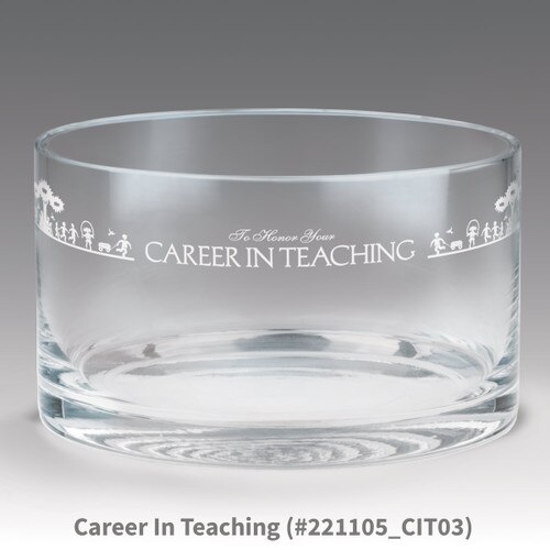 petite crystal bowl with career in teaching message