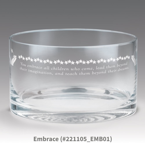 petite crystal bowl with embrace message