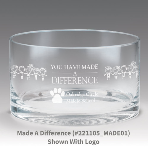 petite crystal bowl with you have made a difference message