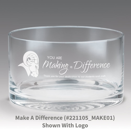 petite crystal bowl with you are making a difference message