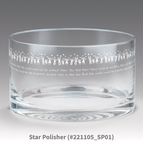 petite crystal bowl with star polisher message