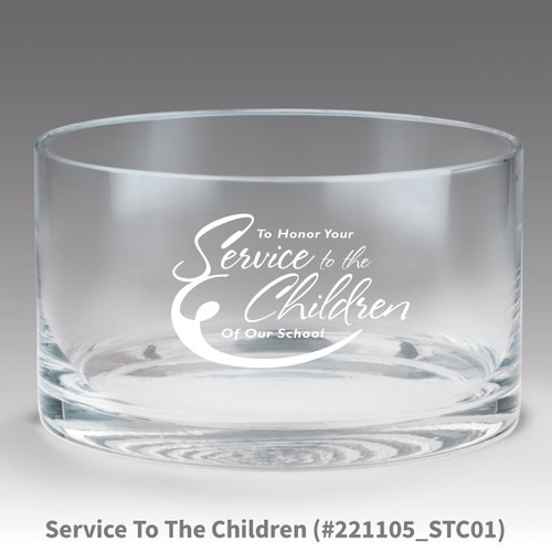 petite crystal bowl with service to the children message