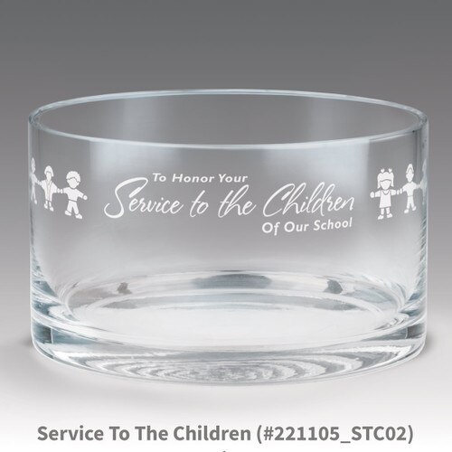 petite crystal bowl with service to the children message