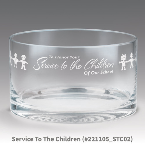 petite crystal bowl with service to education message