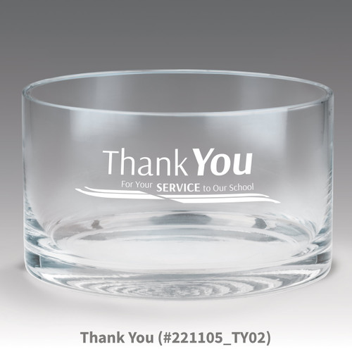petite crystal bowl with thank you message