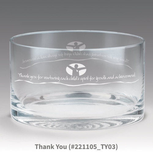 petite crystal bowl with thank you message