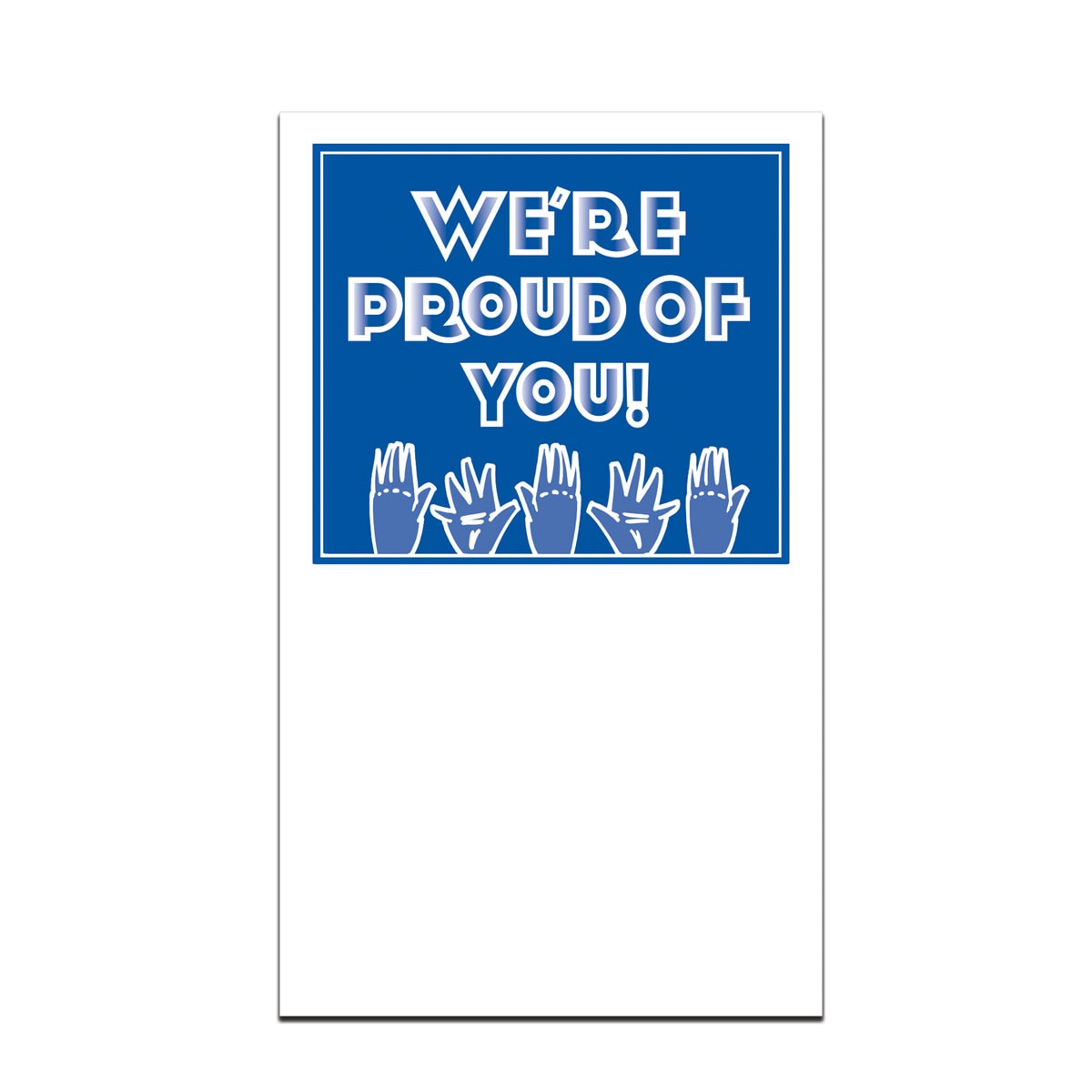 pocket card with were proud of you message