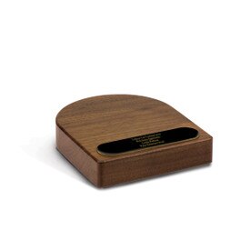 walnut podium rout and personalized black brass plate